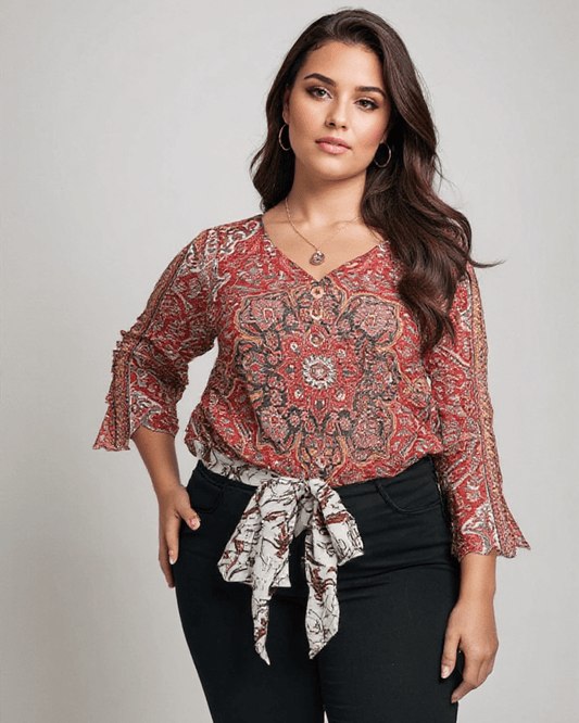 Arabella | Classic Red Floral Top