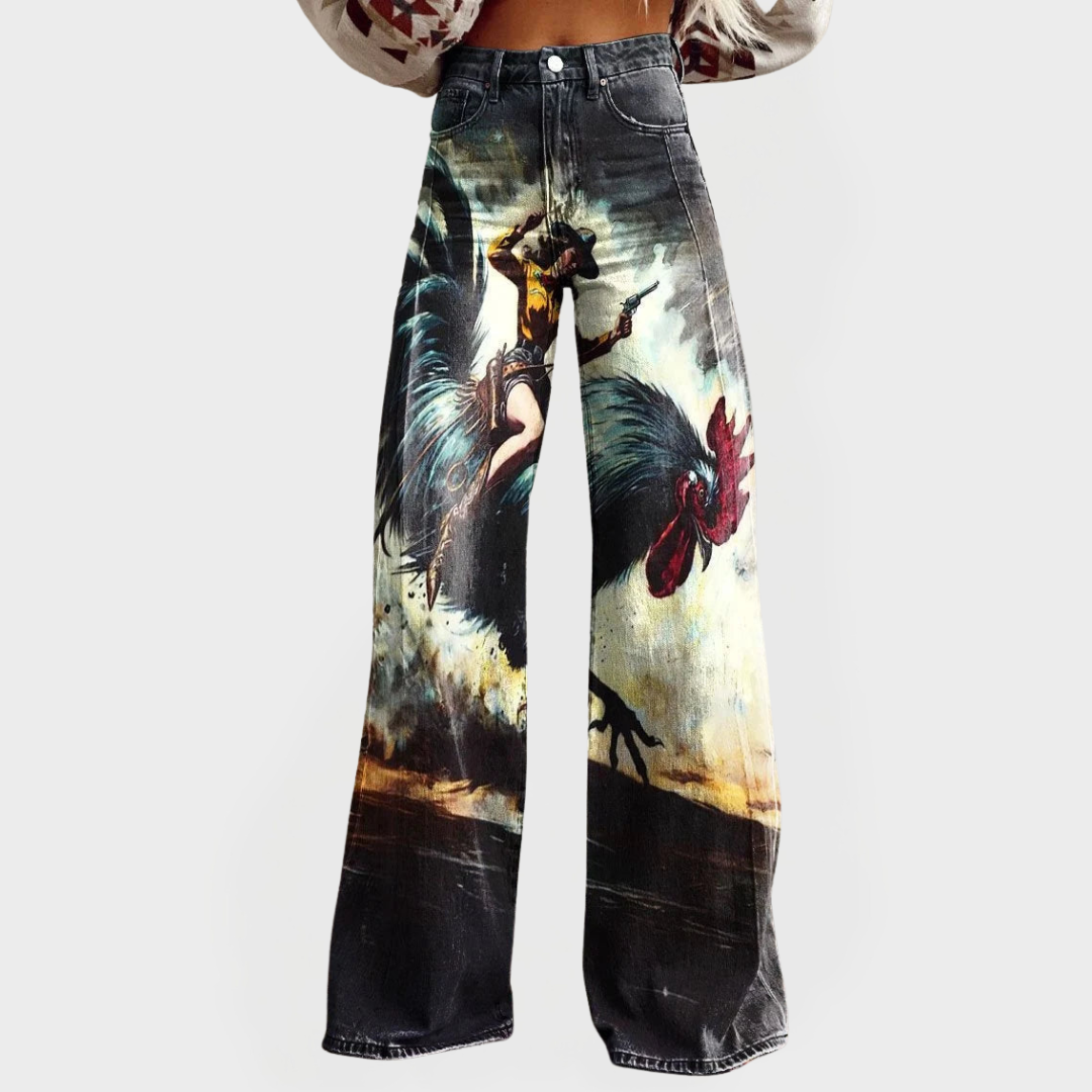 Mica | Comfortable Jeans with Graphic Design