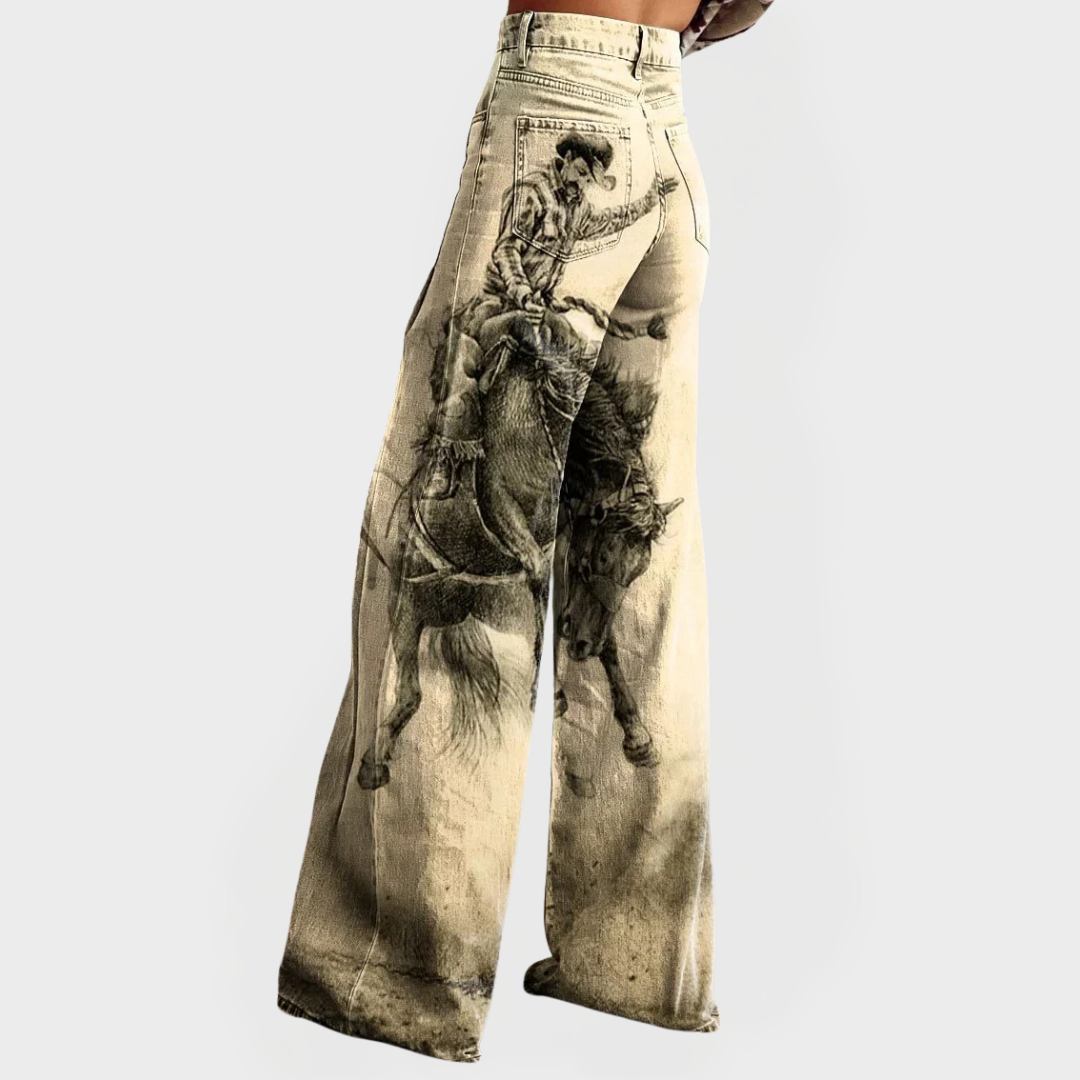 Flora | Stylish Jeans with Wide Legs and Pattern