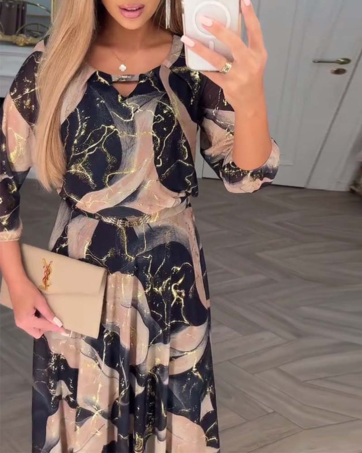 Marivelle | Printed Waist-Defined Dress