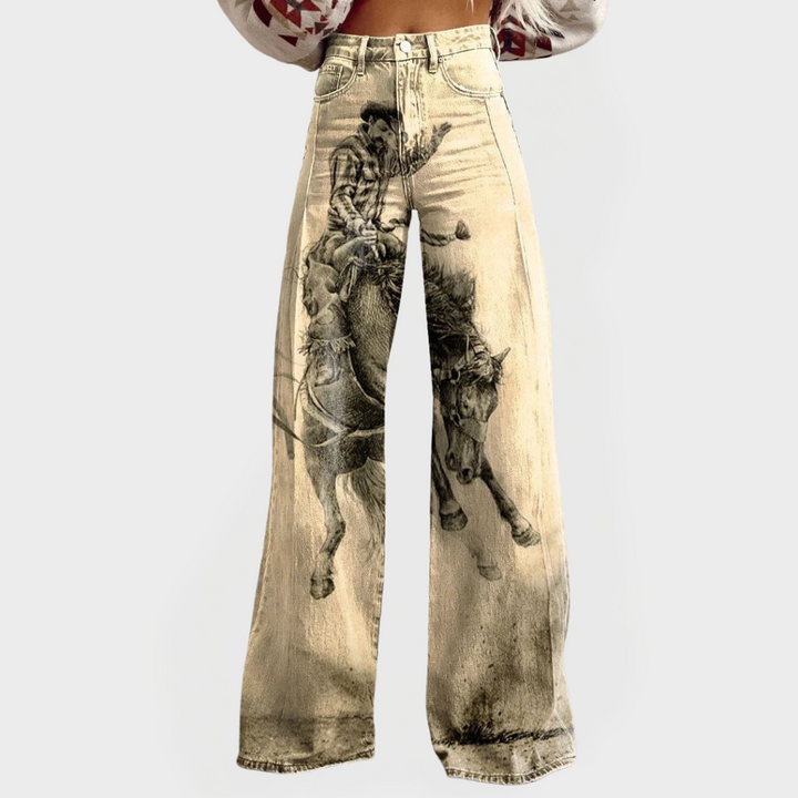 Flora | Stylish Jeans with Wide Legs and Pattern