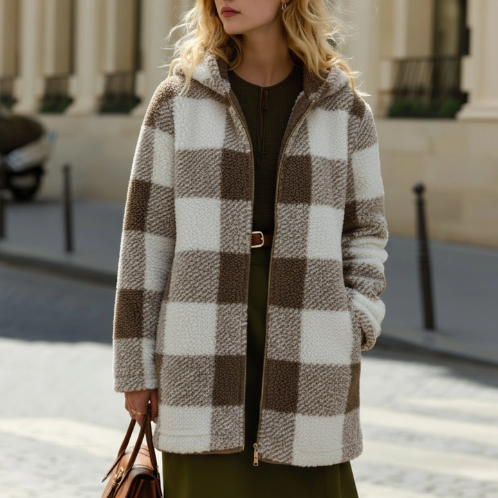 Willow | Plaid Fleece Hooded Coat