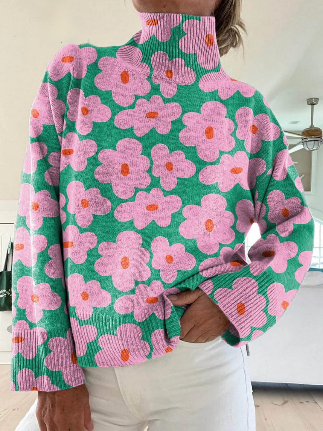 Aspen | Floral Turtleneck Sweater