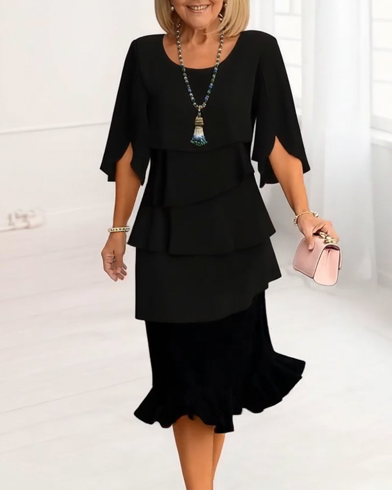 Charlotte | Elegant Split-Sleeve Midi Dress