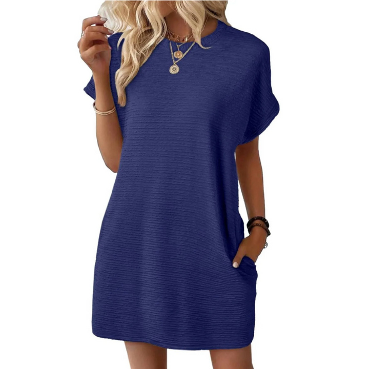 EVASHA – Casual Minimalist Round Neck Dress