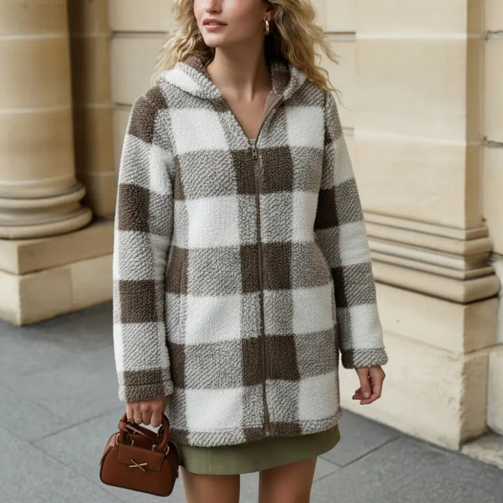 Willow | Plaid Fleece Hooded Coat