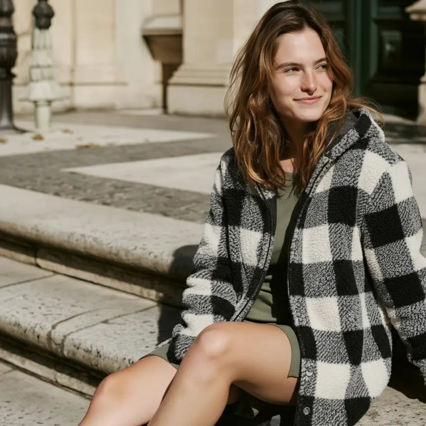 Willow | Plaid Fleece Hooded Coat