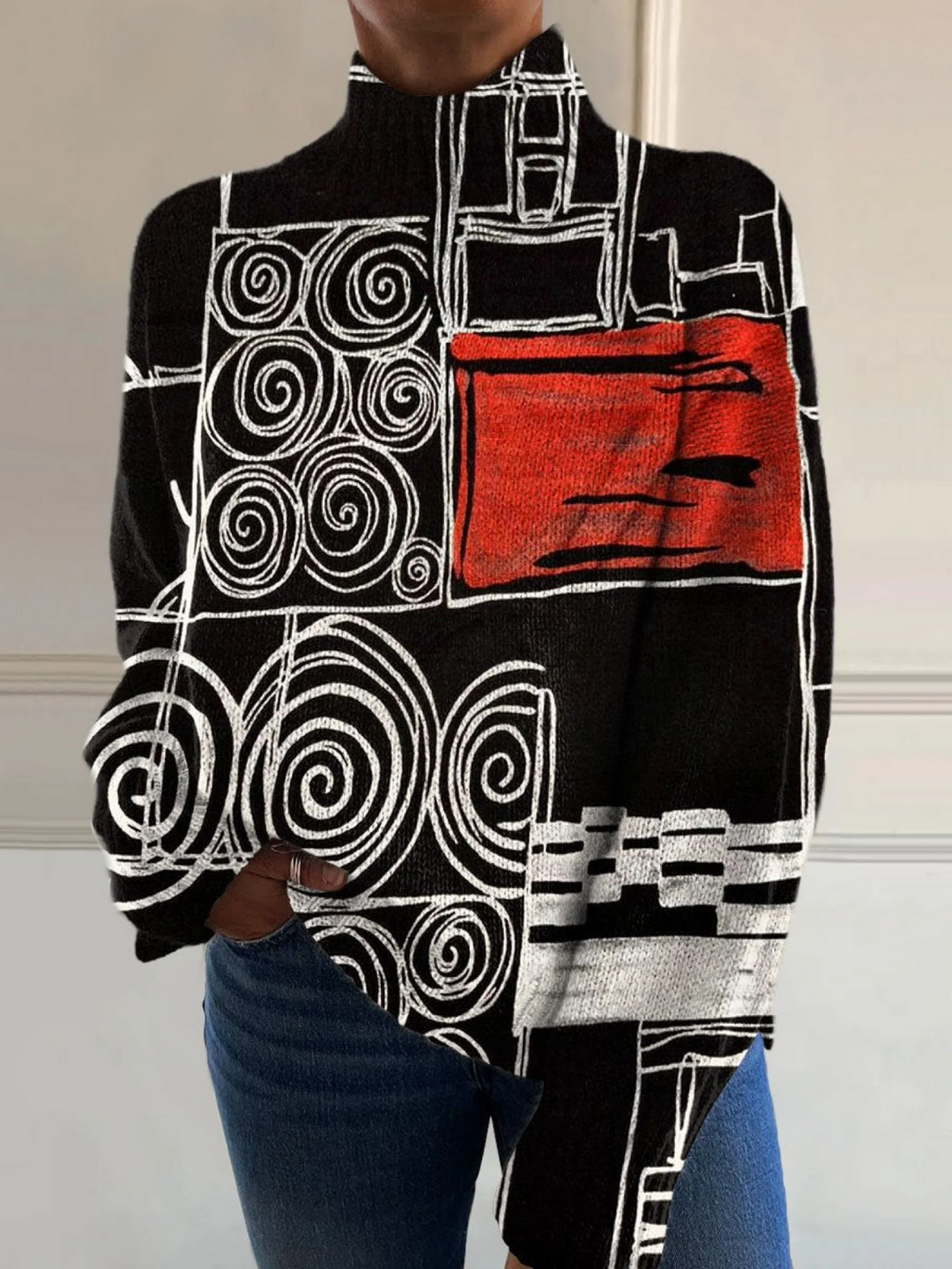Eva | Abstract Turtleneck Sweater