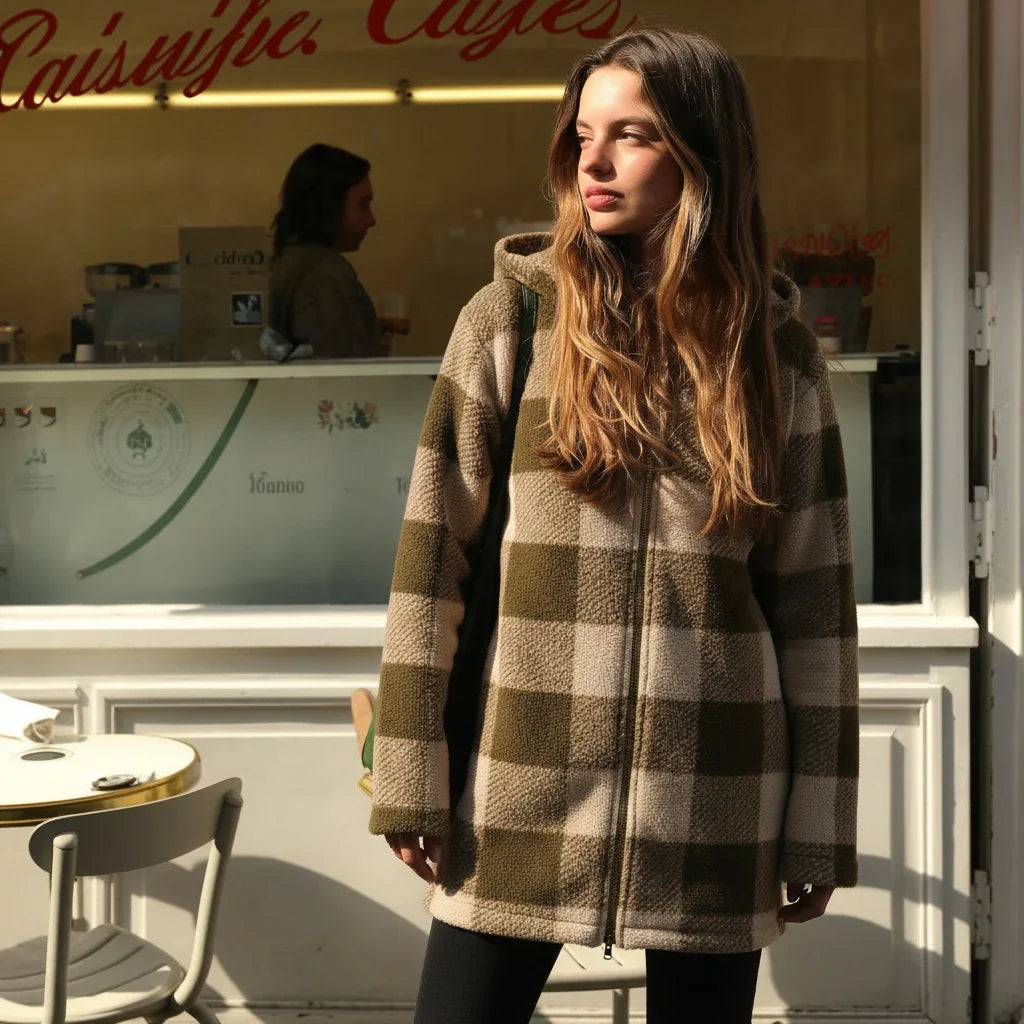 Willow | Plaid Fleece Hooded Coat