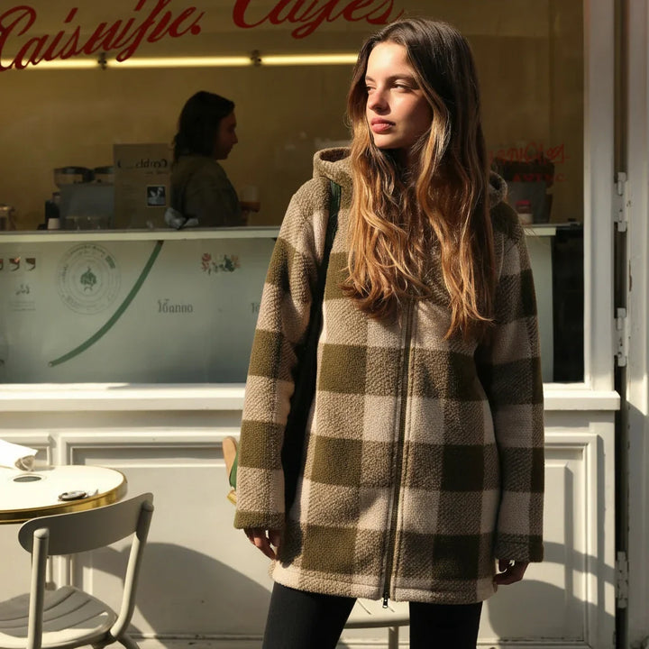 Willow | Plaid Fleece Hooded Coat