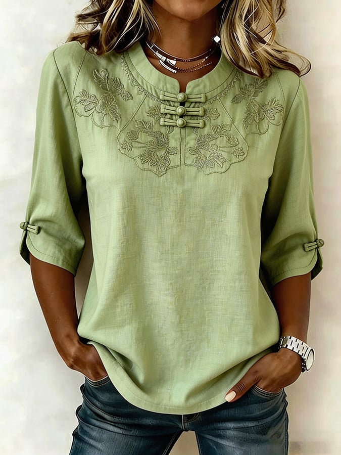 Della | Top Floral Cotton and Linen for Women