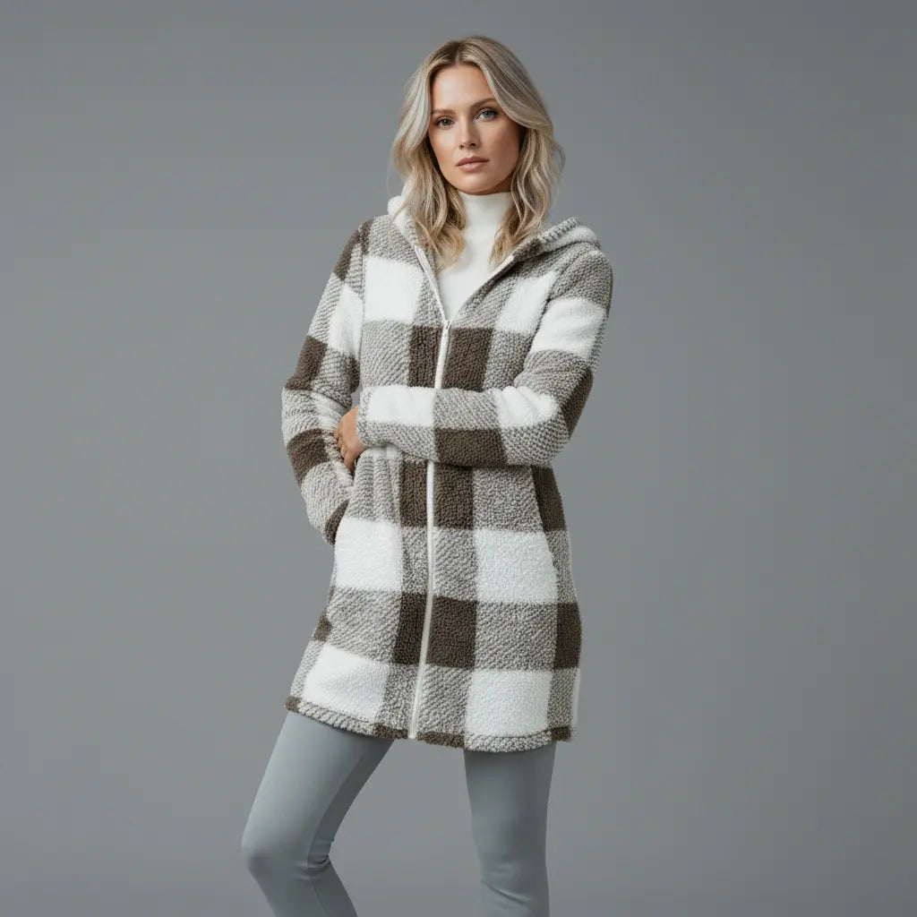 Willow | Plaid Fleece Hooded Coat