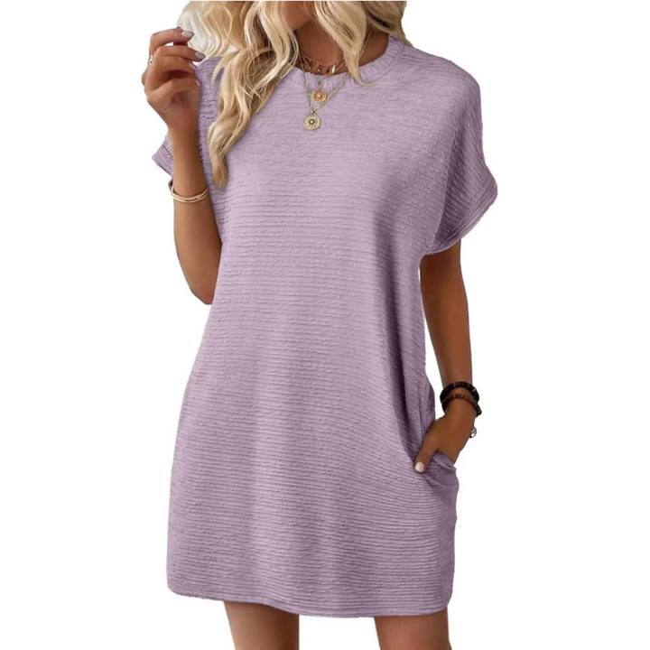 EVASHA – Casual Minimalist Round Neck Dress