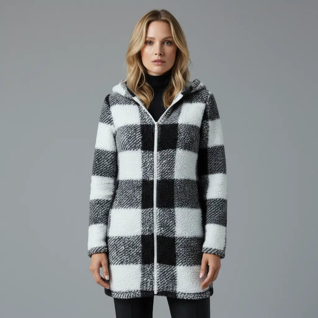 Willow | Plaid Fleece Hooded Coat