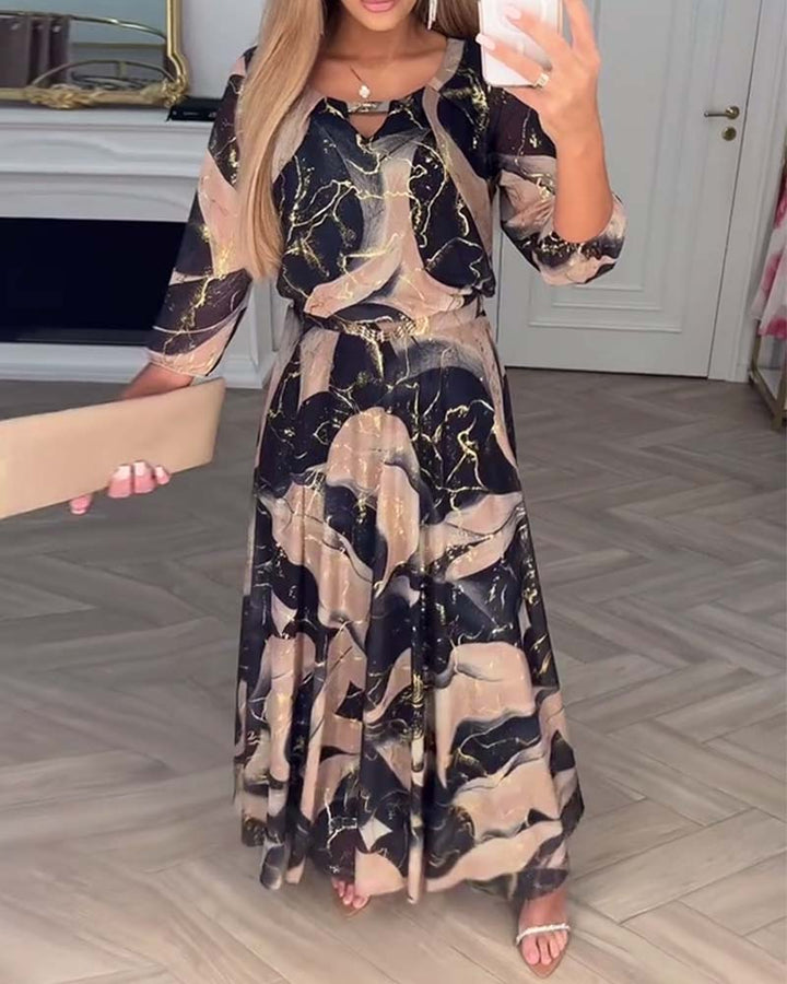 Marivelle | Printed Waist-Defined Dress