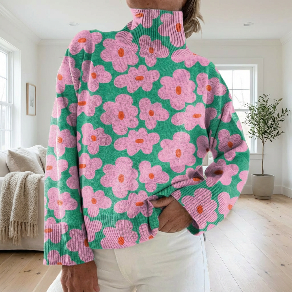 Aspen | Floral Turtleneck Sweater