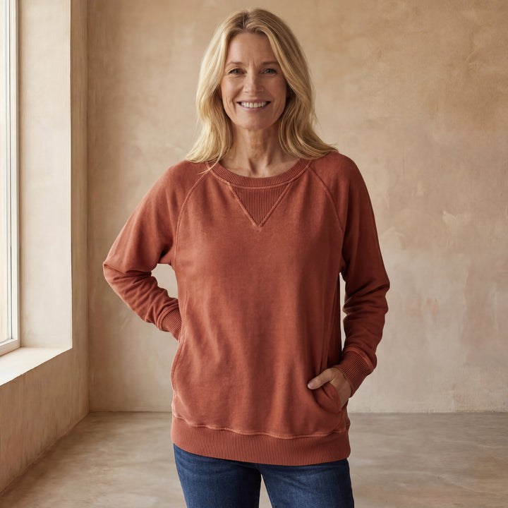 VIOLA - Ribbed Accent Pocketed Pullover