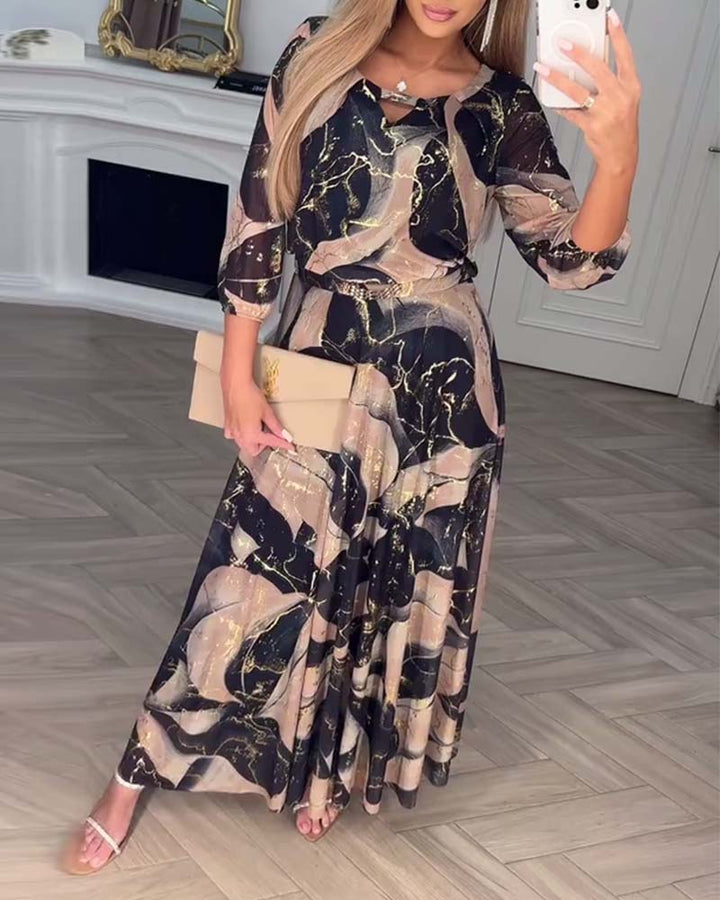 Marivelle | Printed Waist-Defined Dress