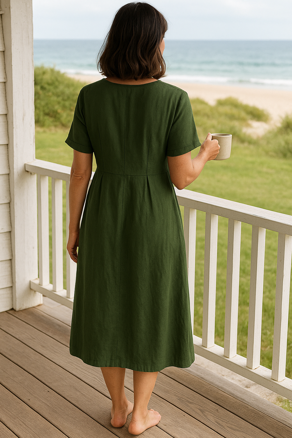 Anna | Everyday Comfort Cotton–Linen Midi Dress (AU 10–24)