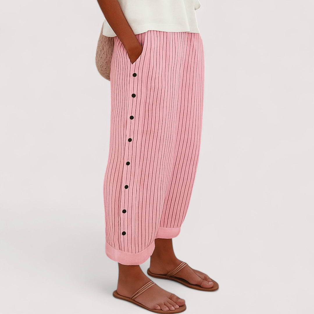 Ann lightweight lined pants shown in a relaxed everyday style