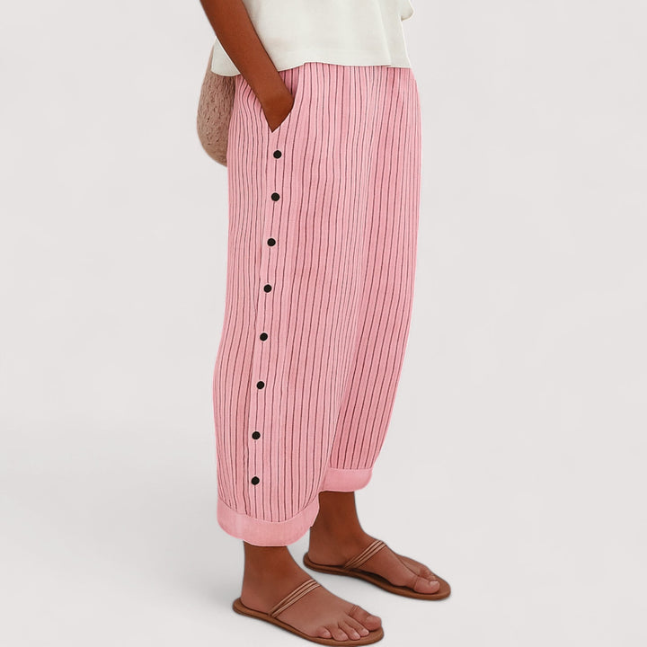 Ann lightweight lined pants shown in a relaxed everyday style