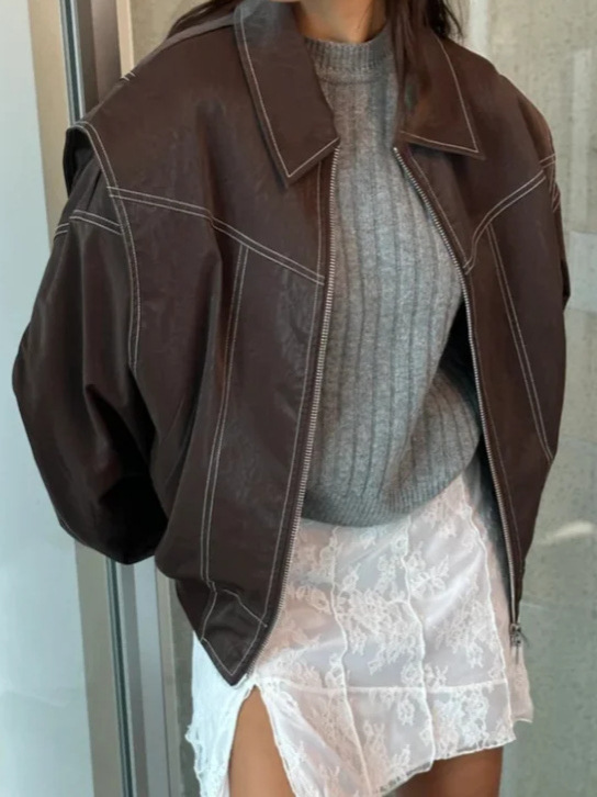 Naenia | Leather Bomber Jacket