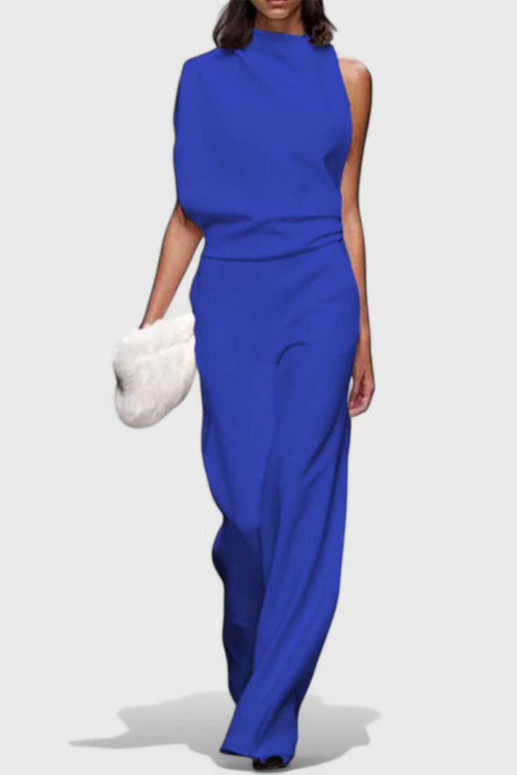 Agatha wide-leg fluid jumpsuit with a flattering silhouette, shown in multiple colours