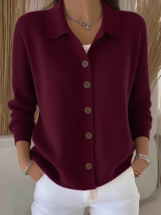 Andrea | V-Neck Cardigan with Collar
