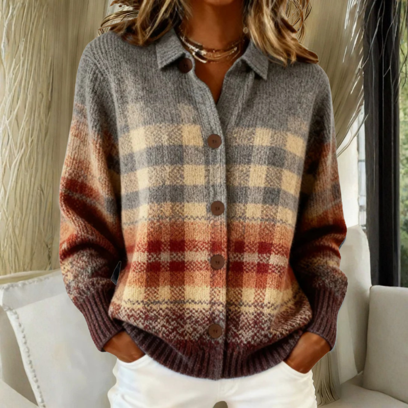 Naomi | Plaid Knit Cardigan