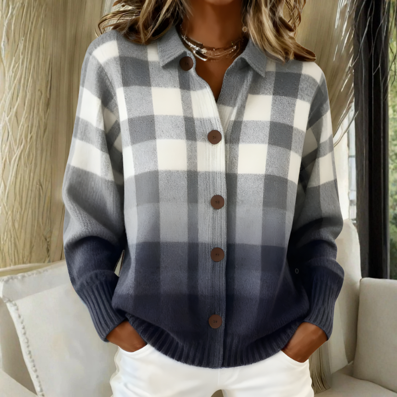 Naomi | Plaid Knit Cardigan