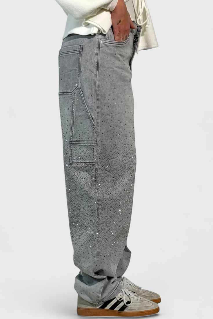 Dariya | Rhinestone Cargo Balloon Jeans