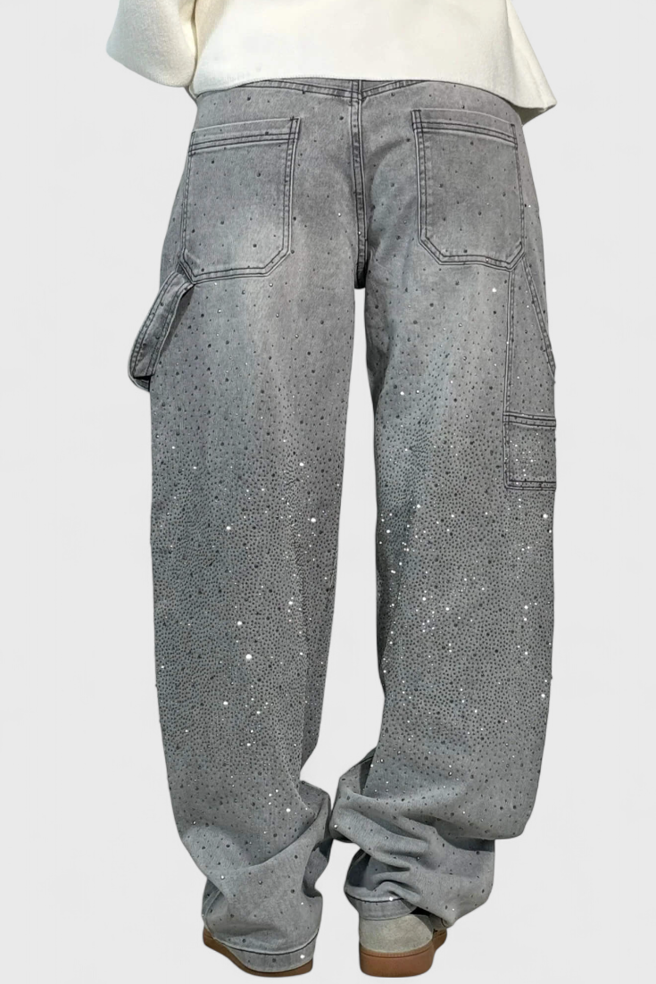 Dariya | Rhinestone Cargo Balloon Jeans