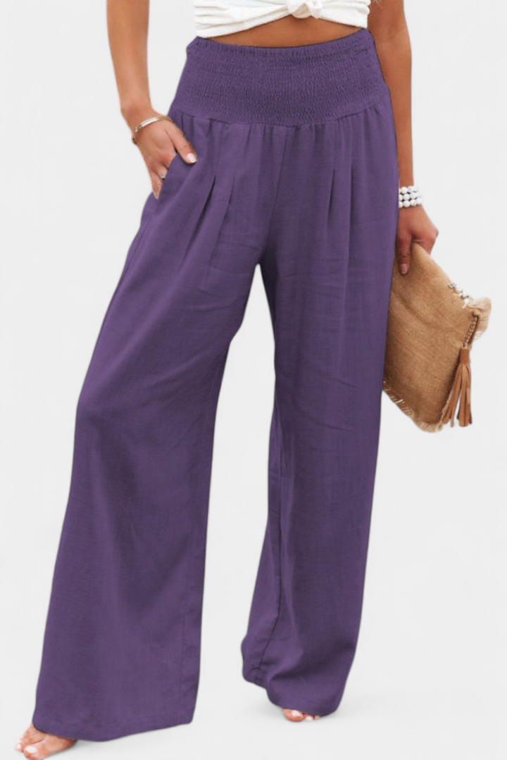 Lexia fluid cotton and linen pants with a relaxed, flowing silhouette