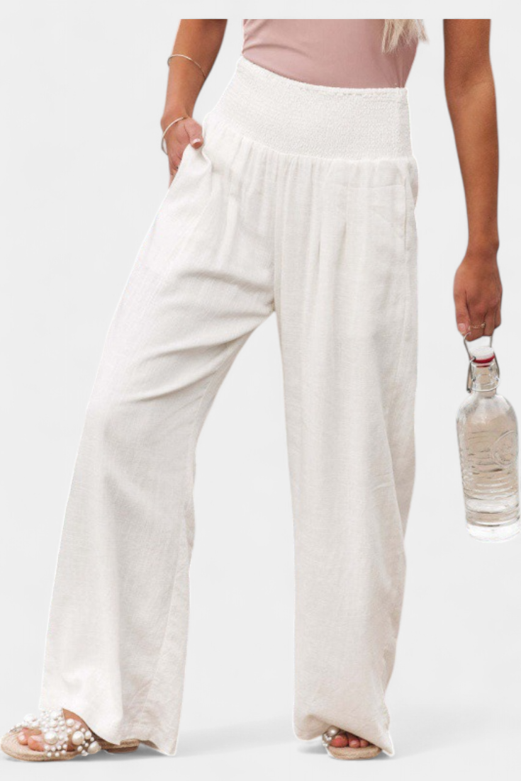 Lexia fluid cotton and linen pants with a relaxed, flowing silhouette