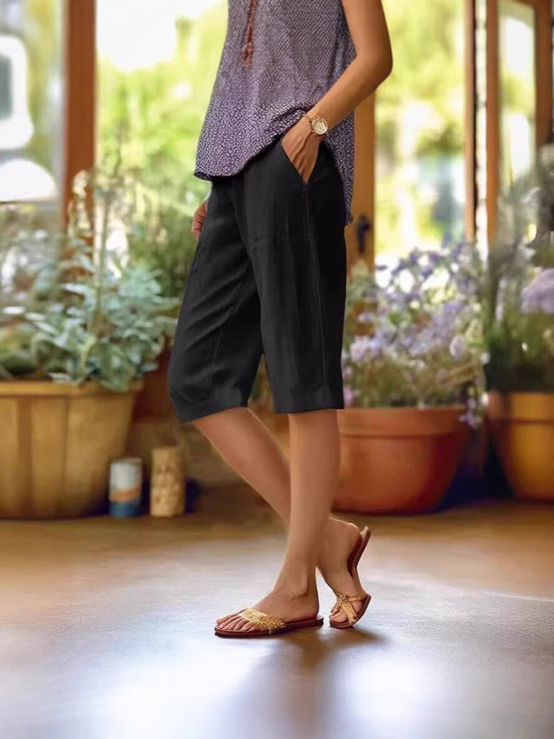 Dora light summer shorts with elastic drawstring waist and side pockets