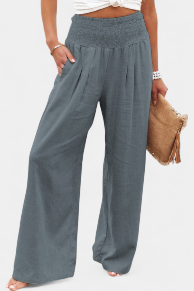 Lexia fluid cotton and linen pants with a relaxed, flowing silhouette