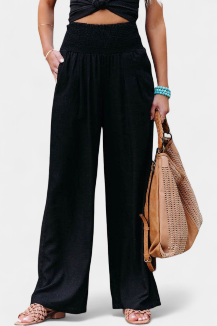 Lexia fluid cotton and linen pants with a relaxed, flowing silhouette