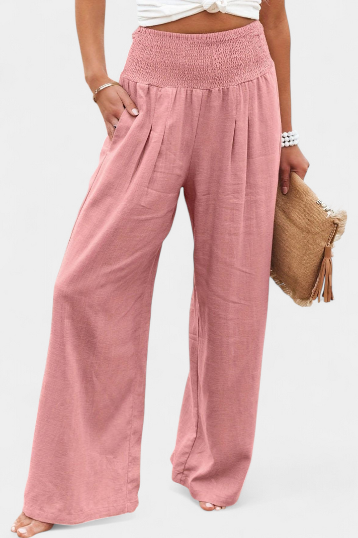 Lexia fluid cotton and linen pants with a relaxed, flowing silhouette