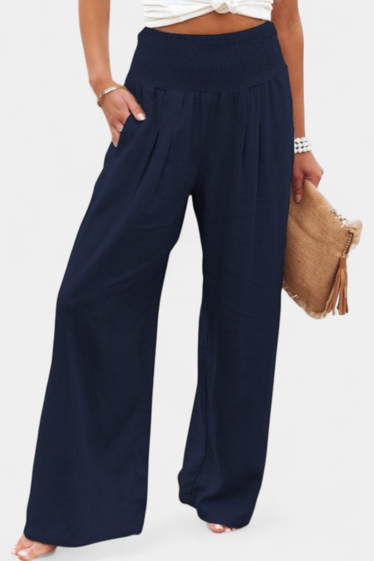 Lexia fluid cotton and linen pants with a relaxed, flowing silhouette