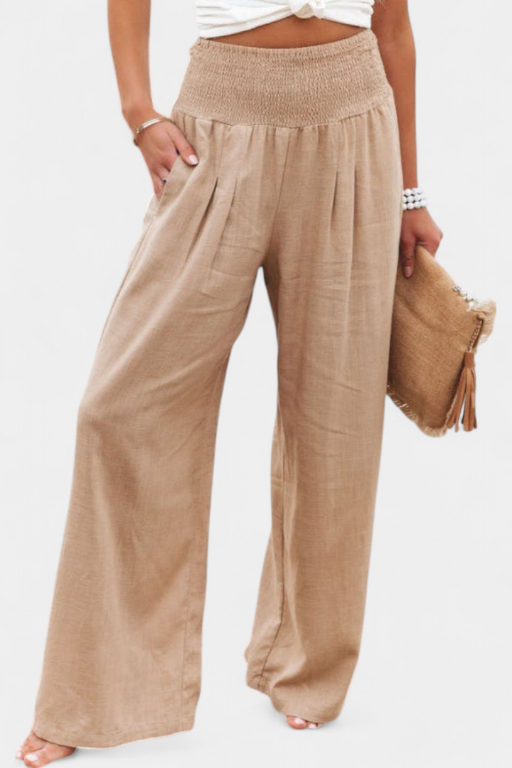 Lexia fluid cotton and linen pants with a relaxed, flowing silhouette