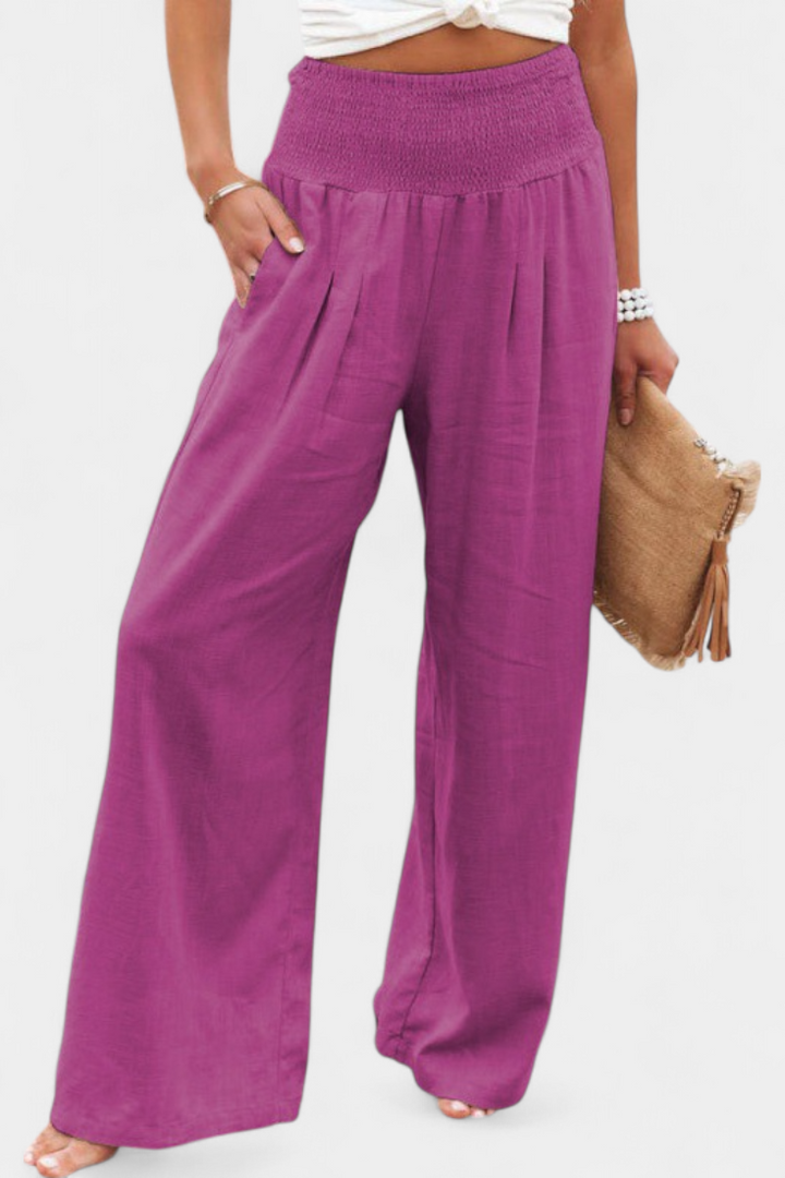 Lexia fluid cotton and linen pants with a relaxed, flowing silhouette