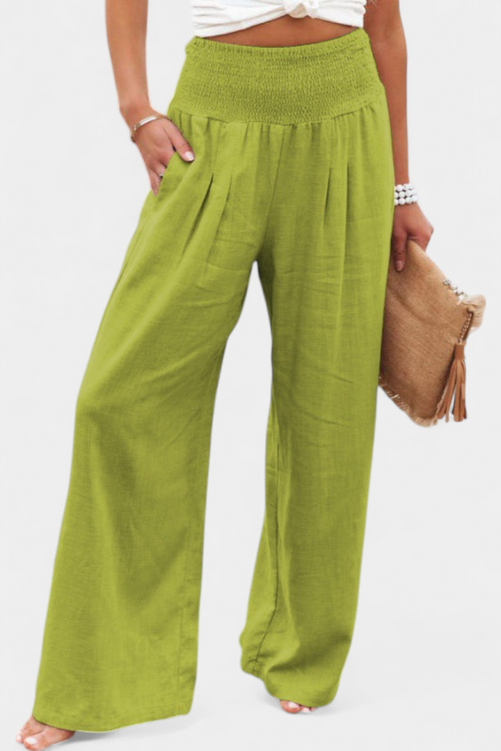 Lexia fluid cotton and linen pants with a relaxed, flowing silhouette