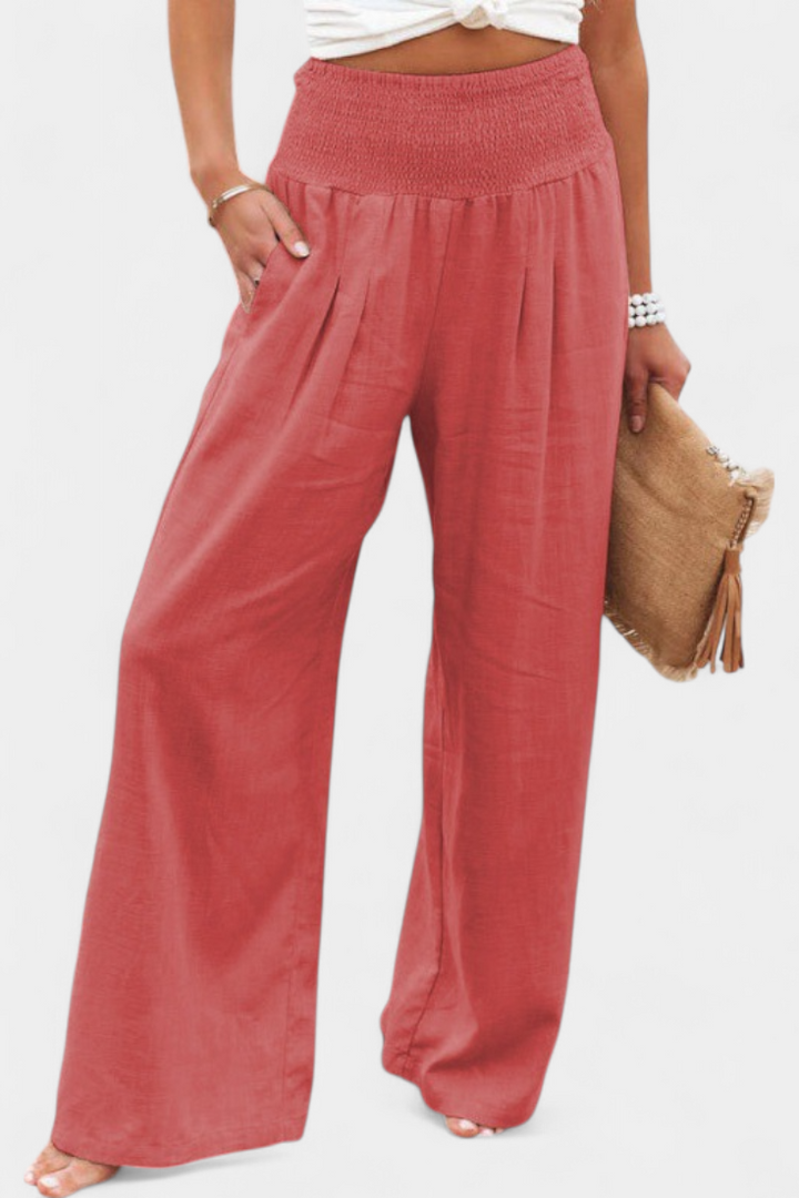 Lexia fluid cotton and linen pants with a relaxed, flowing silhouette