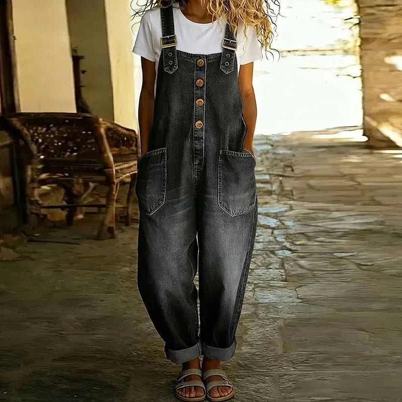 Taylor | Soft Cotton Denim-Look Overalls