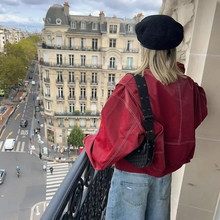 Naenia | Leather Bomber Jacket