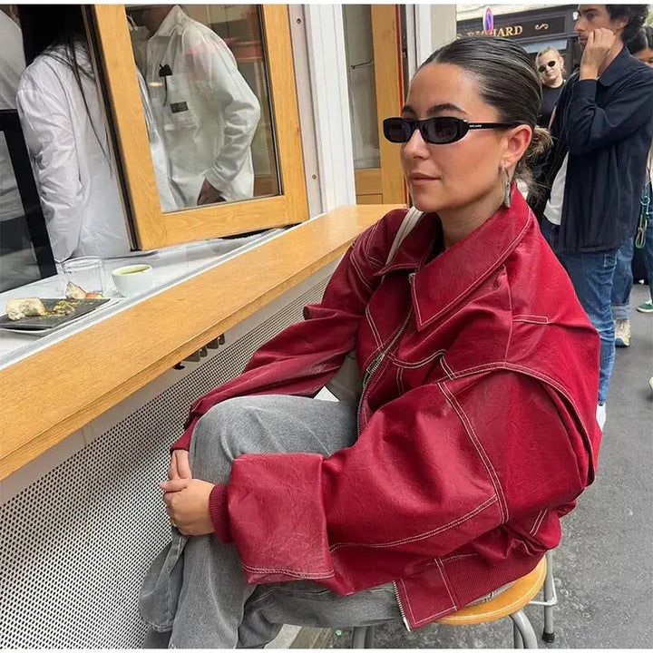 Naenia | Leather Bomber Jacket