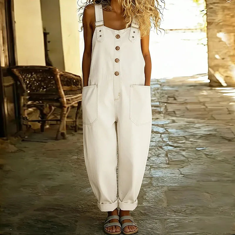 Taylor | Soft Cotton Denim-Look Overalls