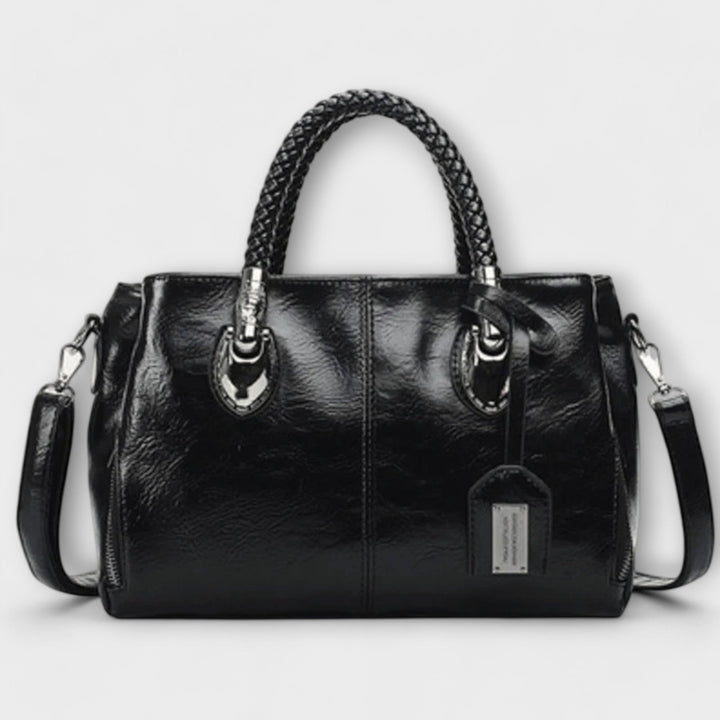 Thyra structured handbag with braided handles and shoulder strap