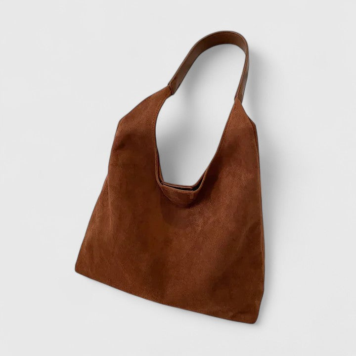Rovena minimalist shoulder bag shown in a neutral tone with clean, simple design