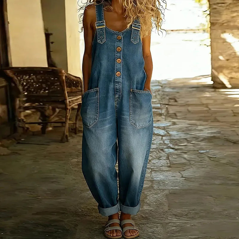Taylor | Soft Cotton Denim-Look Overalls